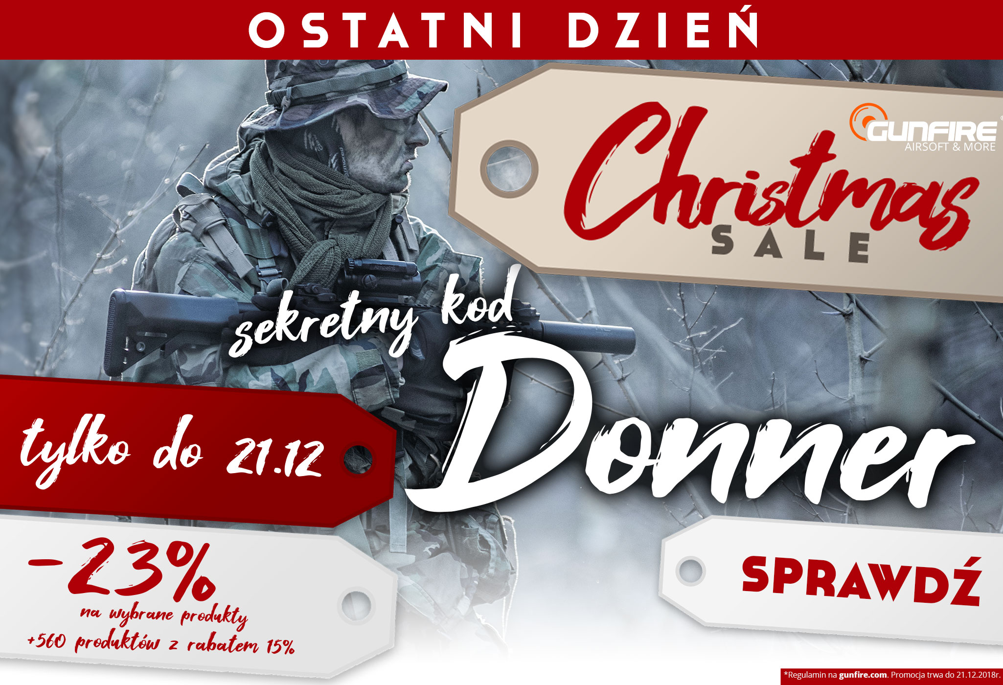 The Christmas Sale Final at Gunfire! 23% discount on over 400 new products.