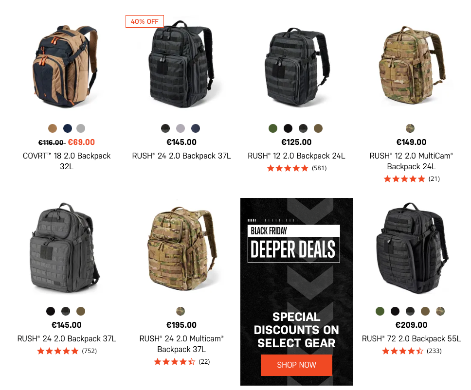 Black friday best sale rucksack deals