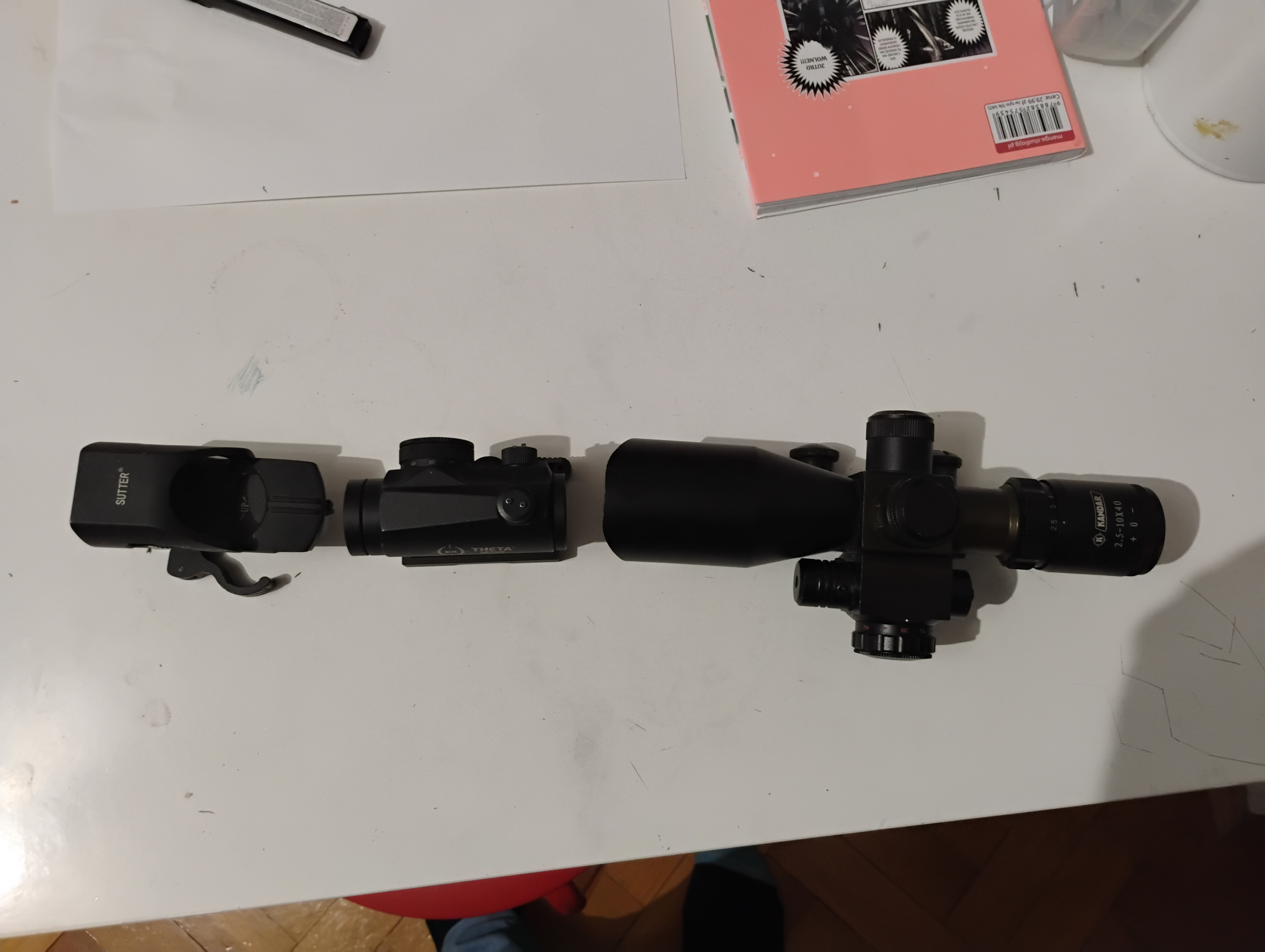 kolimator sutter bj200, kolimator theta, luneta kandar 2,5-10 - sprawne, nowe baterie