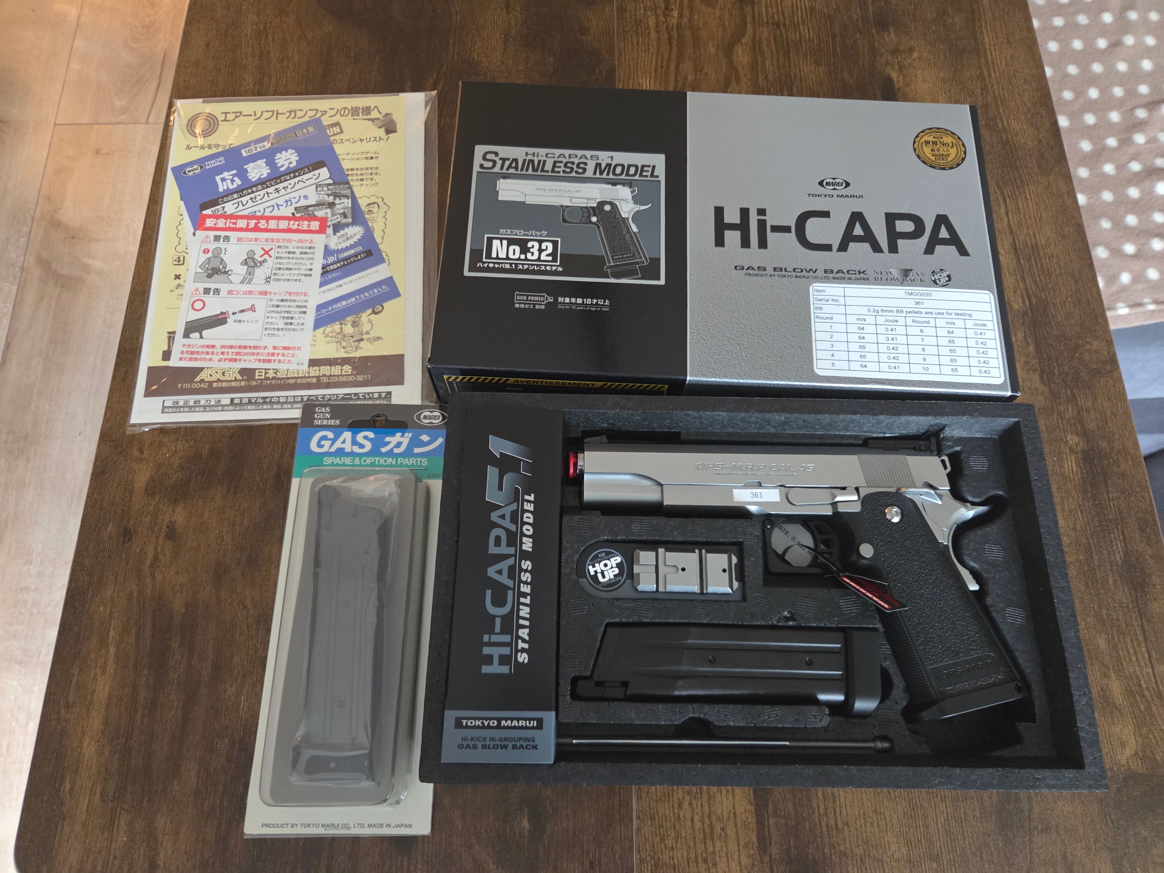 Nowa Hi-Capa 5.1 Tokyo Marui Stainless Model [Silver] + Dodatkowy nowy mag
