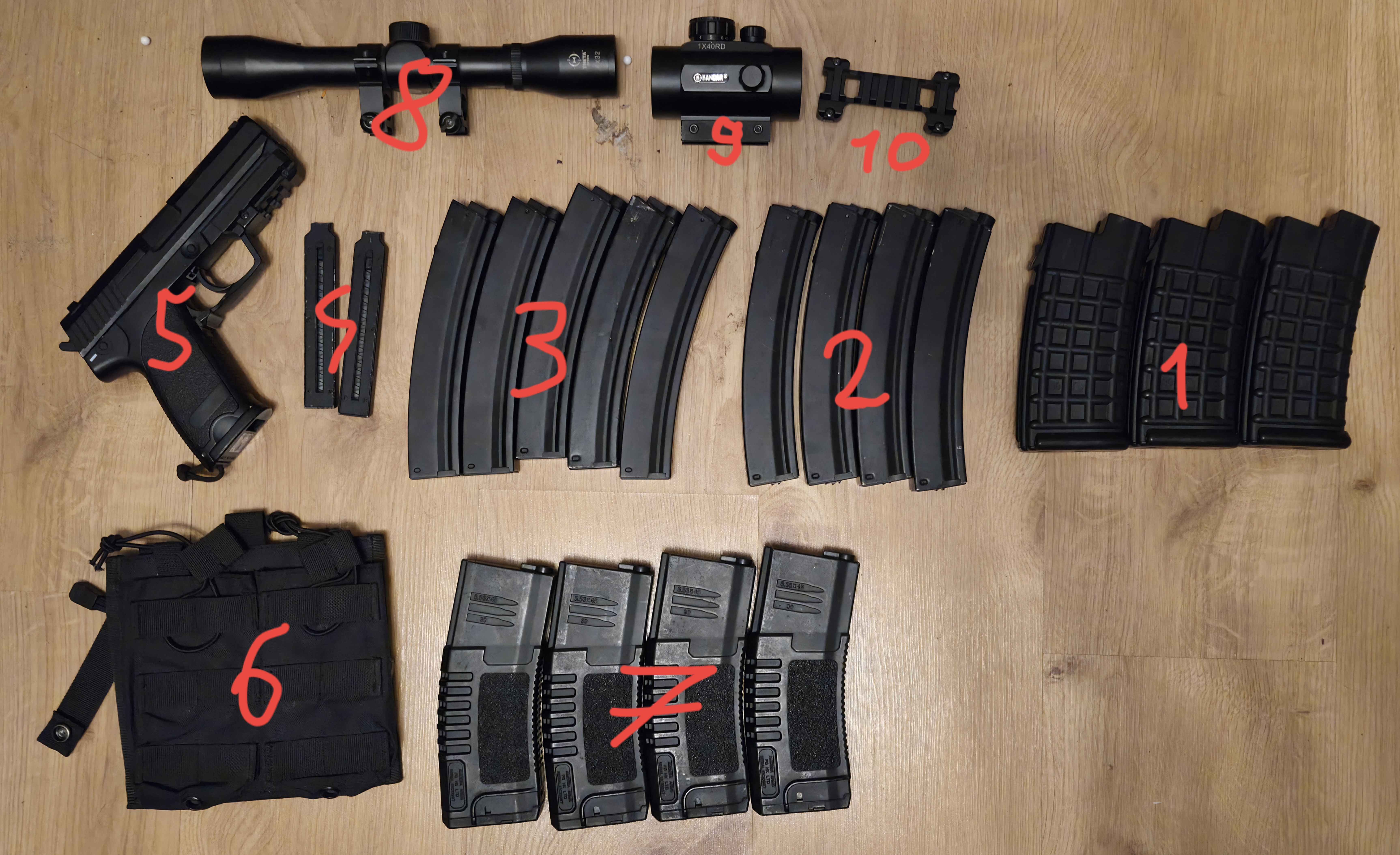 Pełno sprzętu ASG/AIRSOFT m4/ar15 - mp5, kolimator/luneta ładownice, zawieszenia