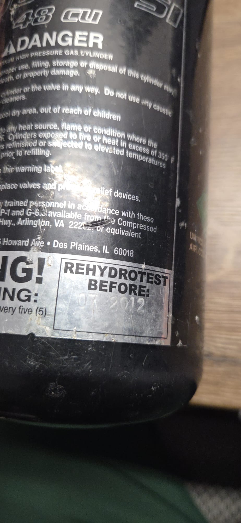 Butla HPA 0.8l po terminie