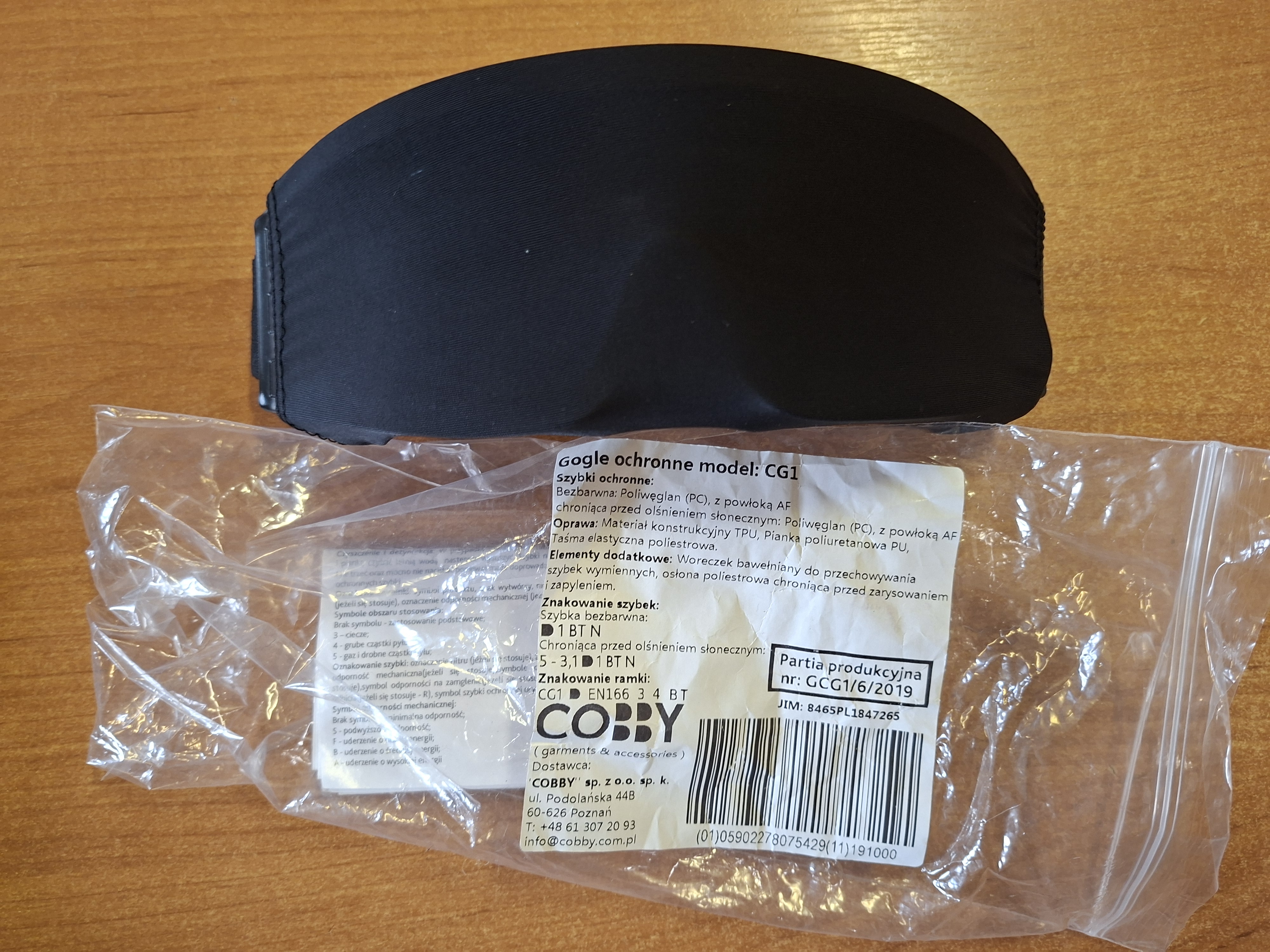 Gogle ochronne czarne cg1
