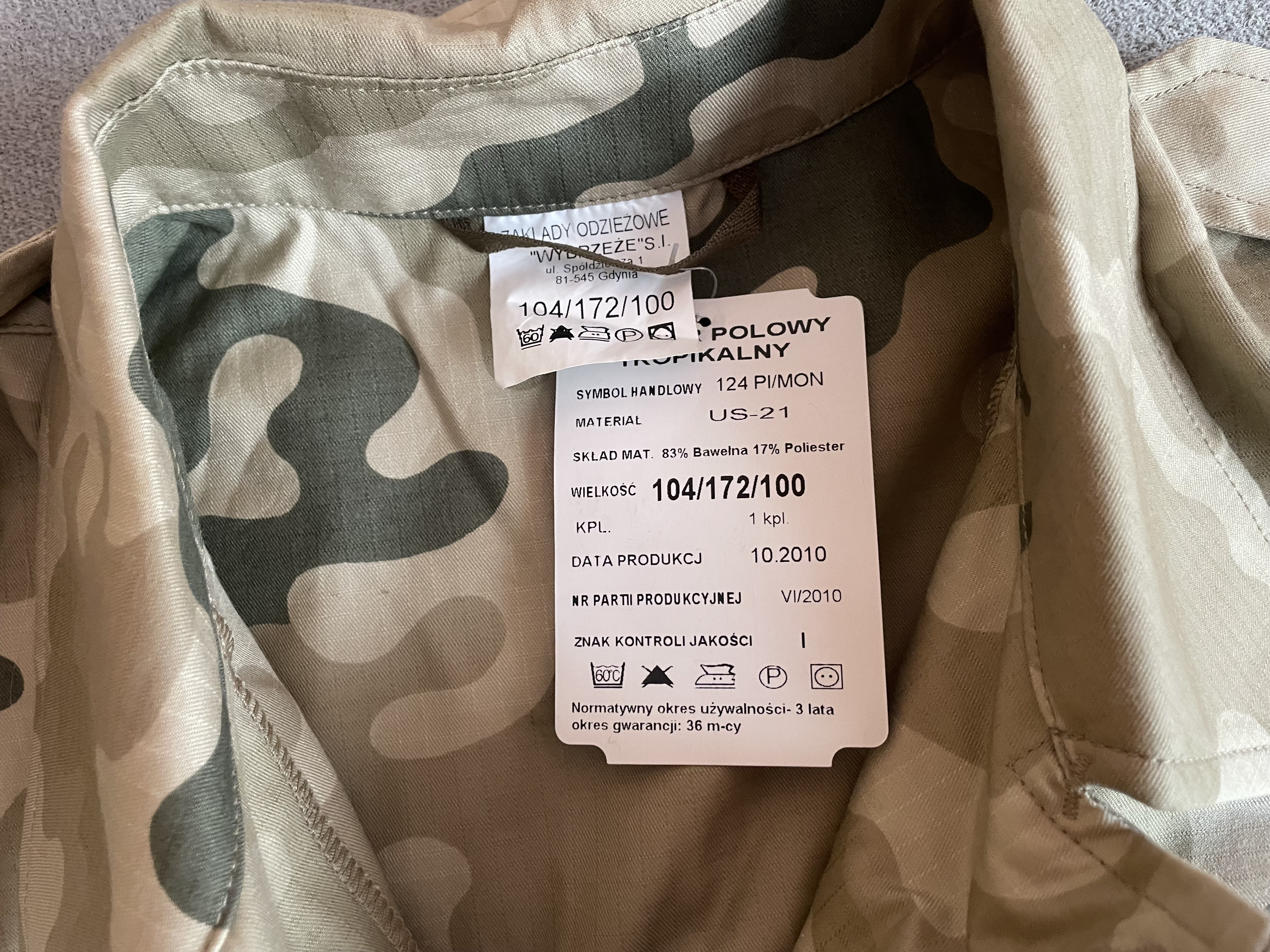 Mundur polowy Pustynny 124PI/Mon 104/172/100 PKW Irak/Afganistan