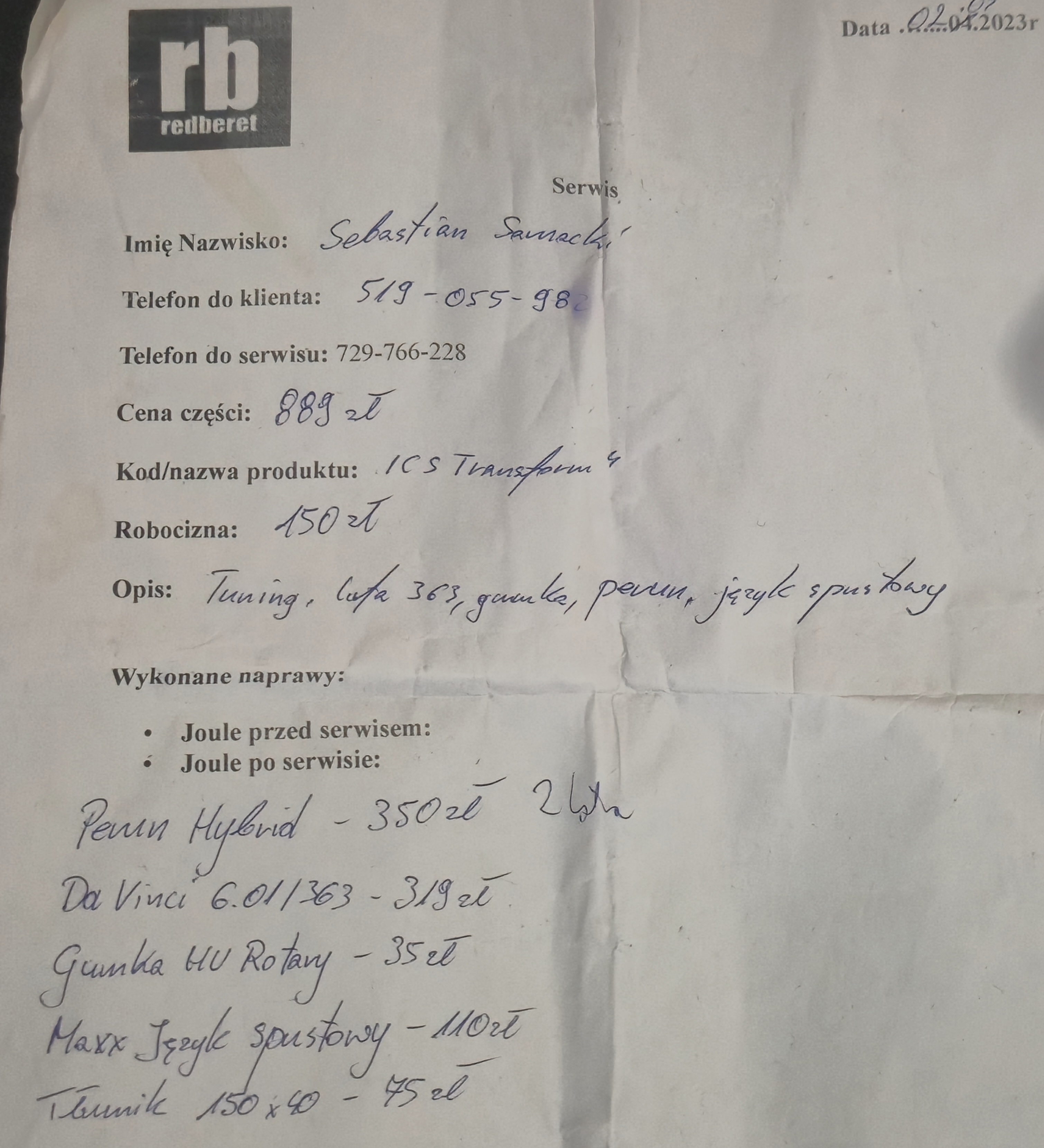 ICS Transform 4 / Tuning 1.9J / BlowBack