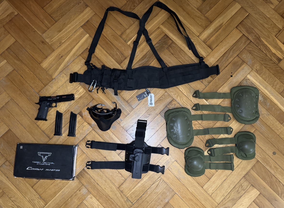 ASG pistolet Hi Capa R601 zestaw, 2 magazynki, kabura, maska, okulary