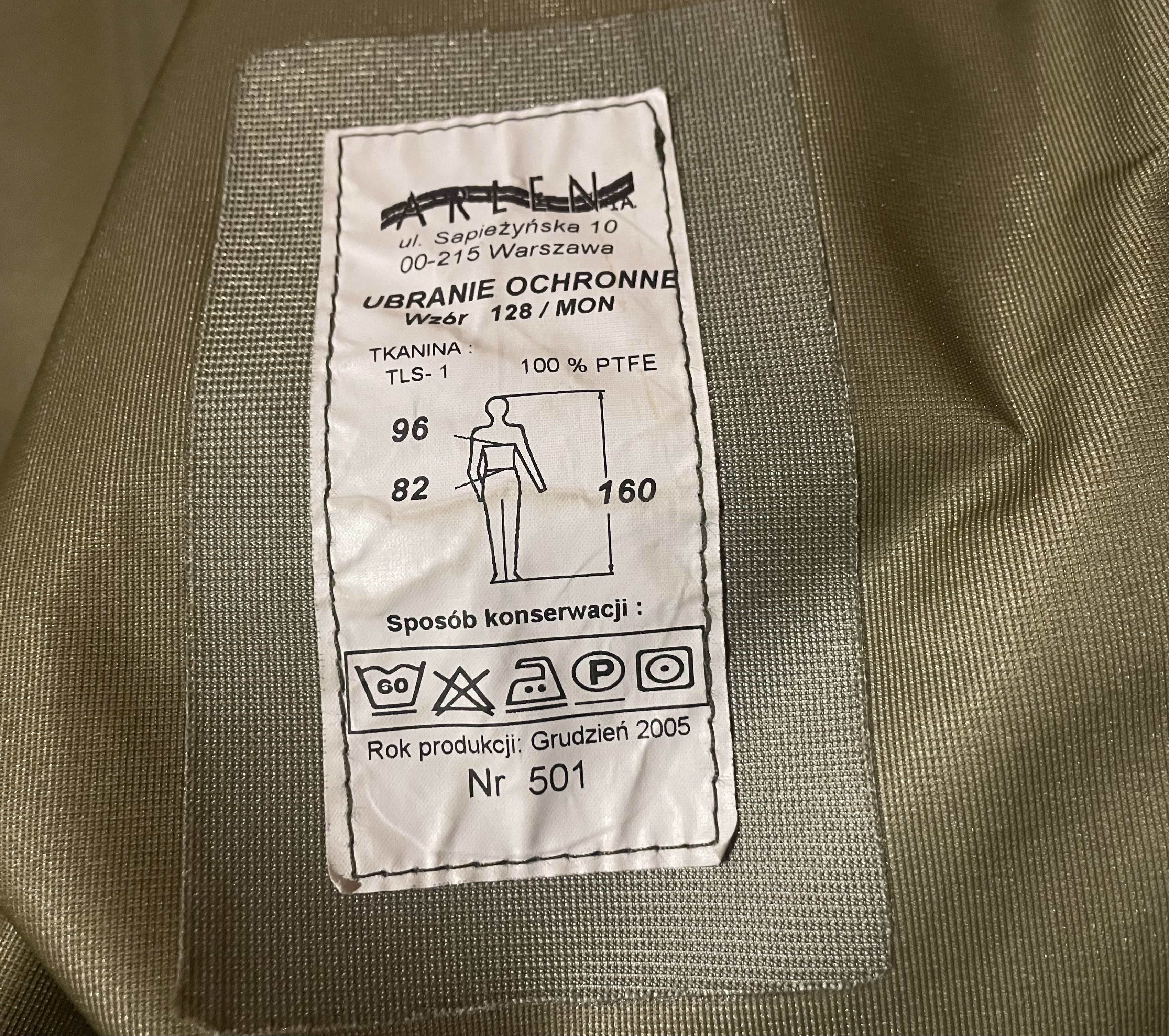 Kurtka ubrania ochronnego 128/Mon Goretex 96/160