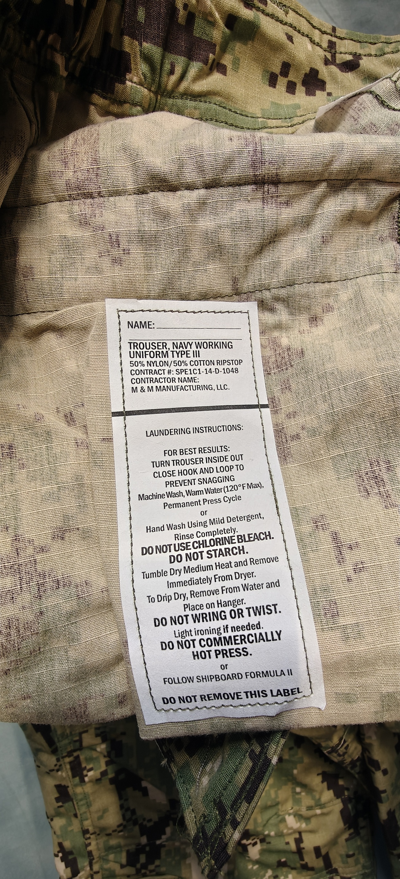 NOWE Spodnie US NAVY TYPE III AOR2 M-R