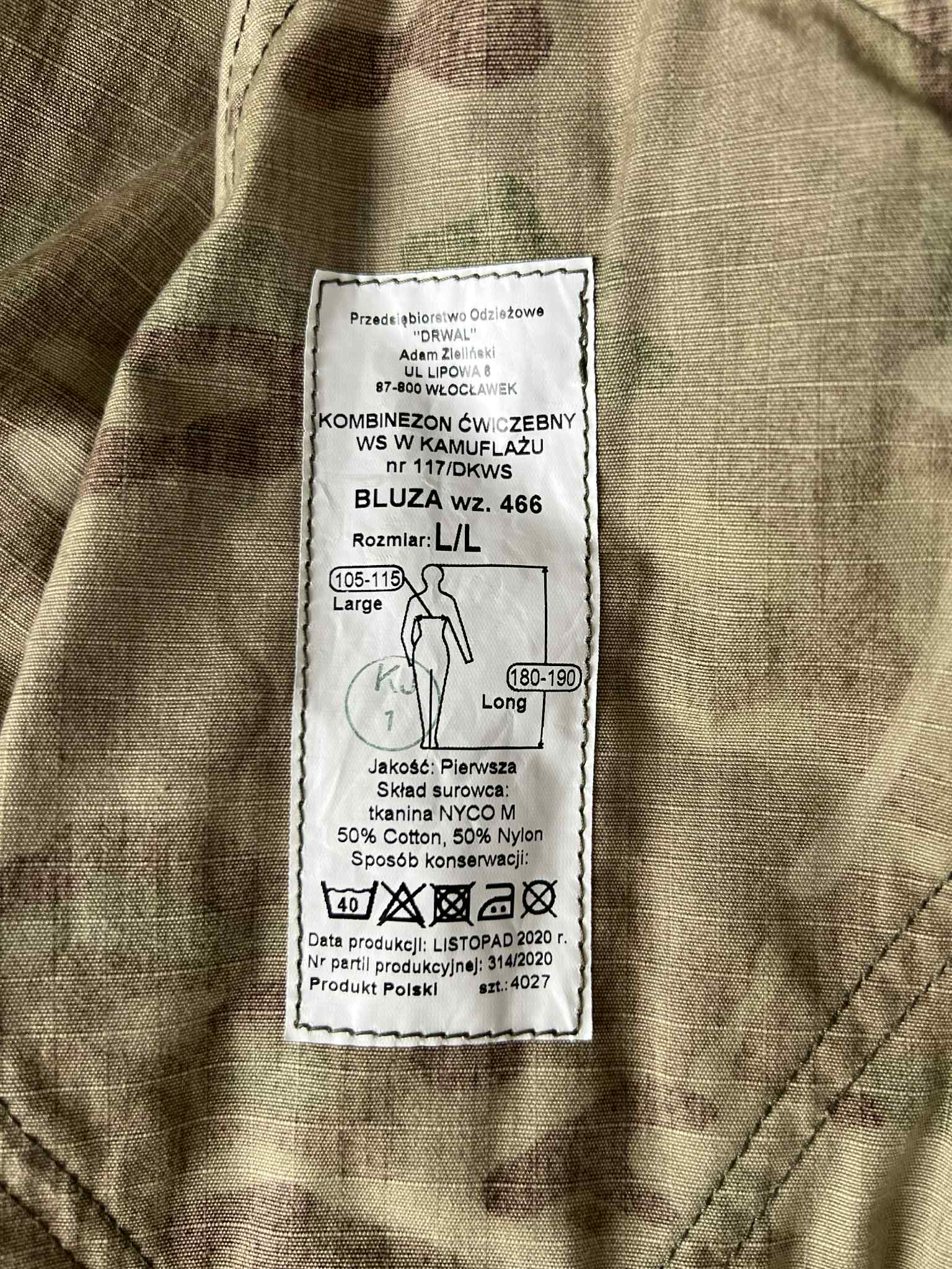 Kombinezon ćwiczebny multicam drwal 117/DKWS (bluza)