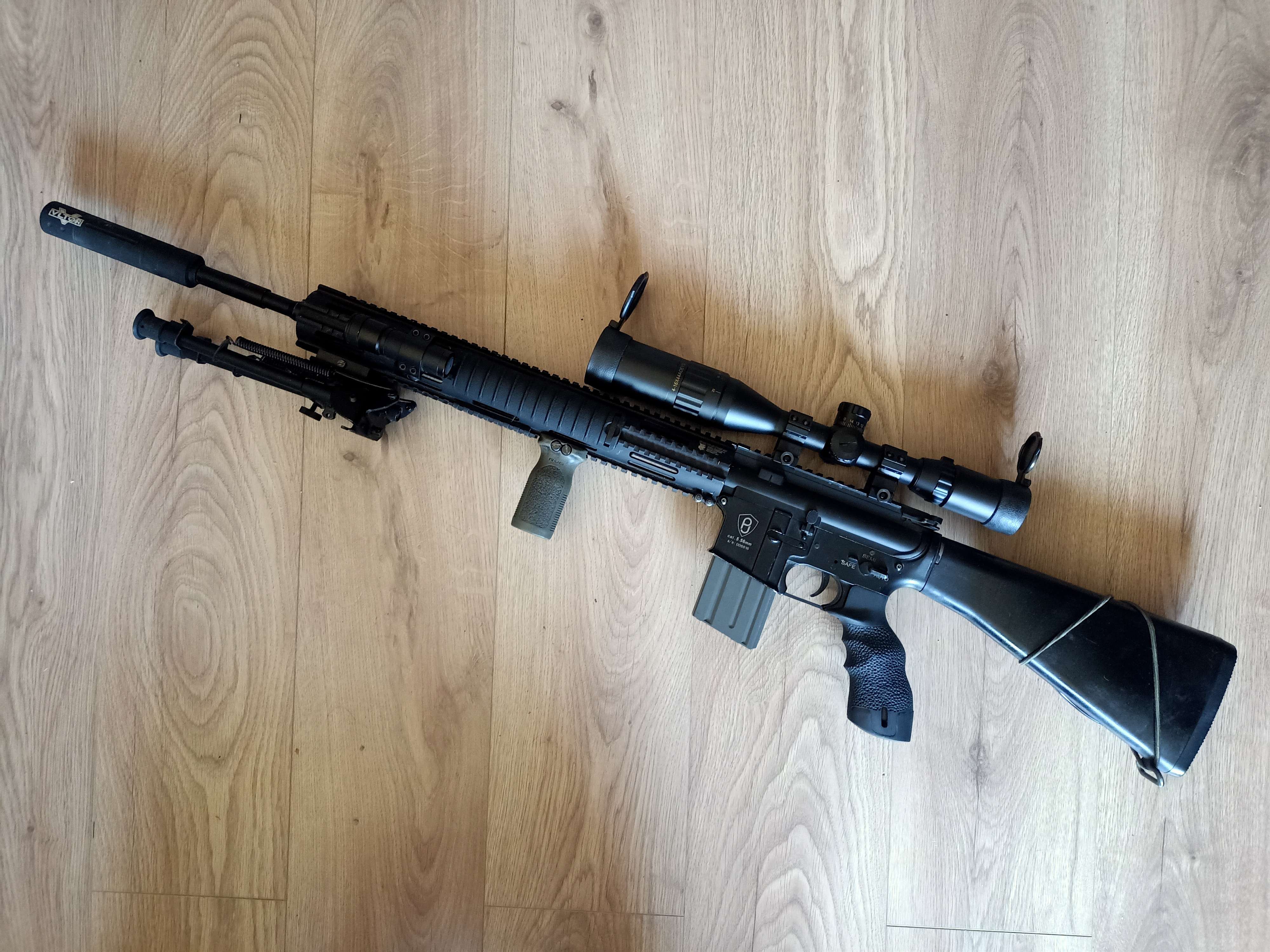 M4 AR-15 DMR Mancraft na kapsuły CO2 korpus od PJ, Madbull, Magpul, dwójnóg "harris", luneta 4-16x44