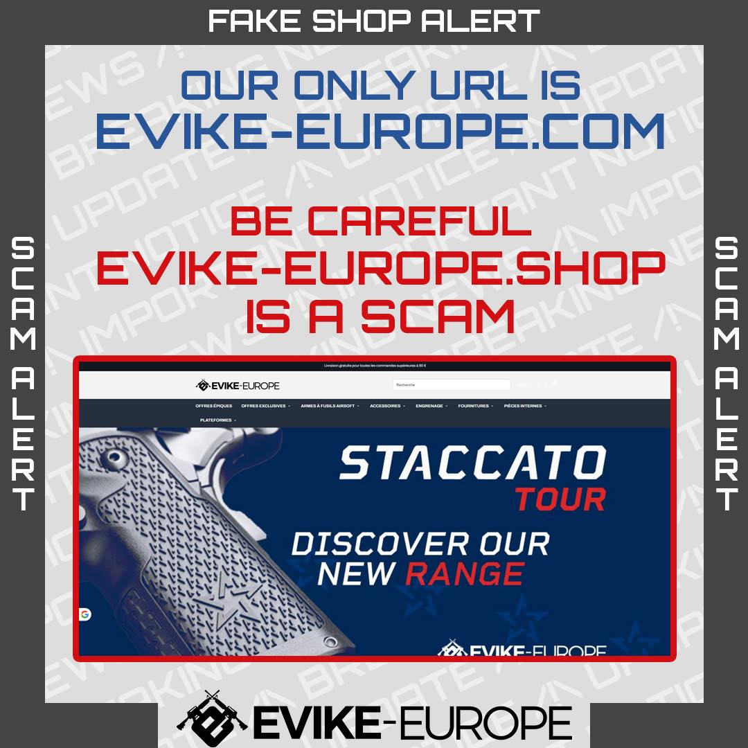 Evike Store Warns about a fake website