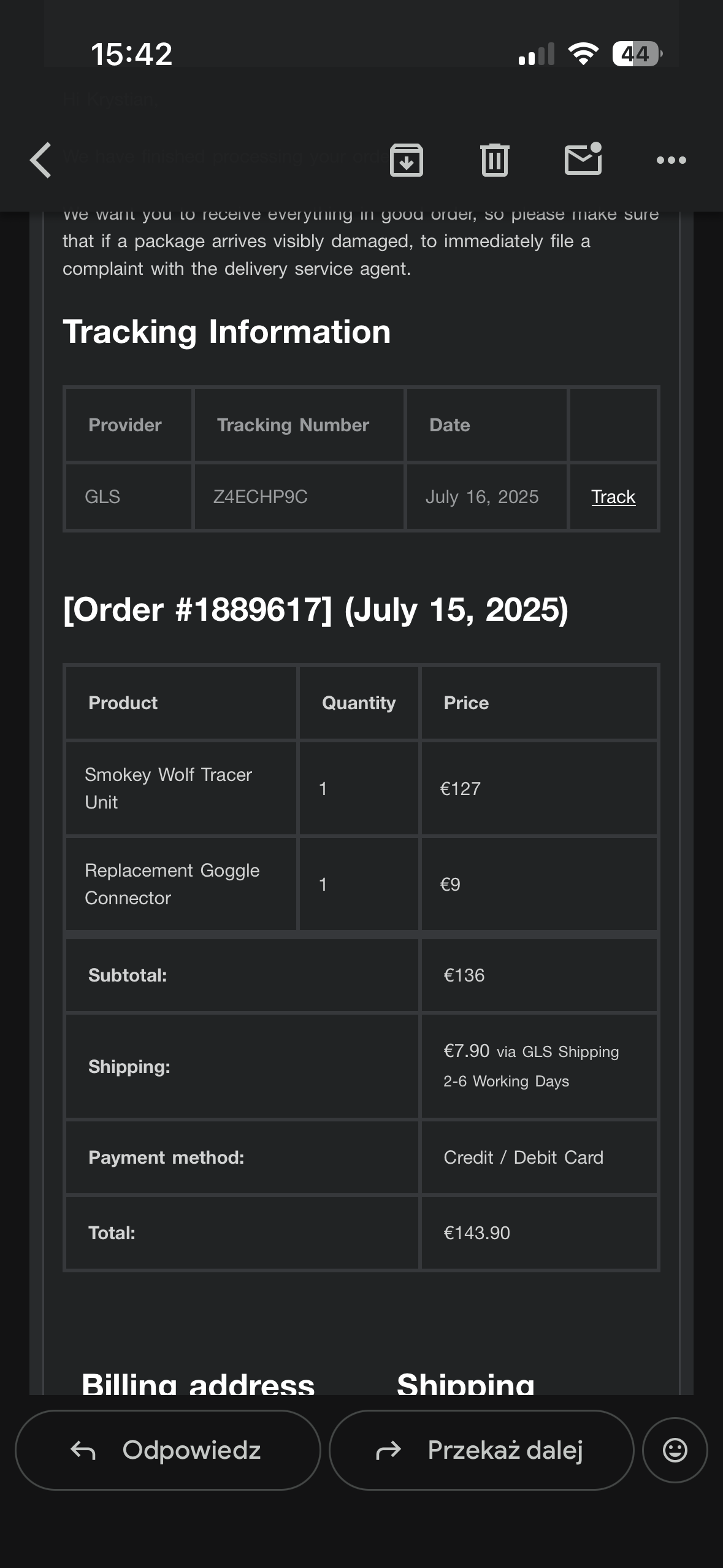 Novritsch Smokey Wolf Tracer Unit tłumik dym światło Asg GBb