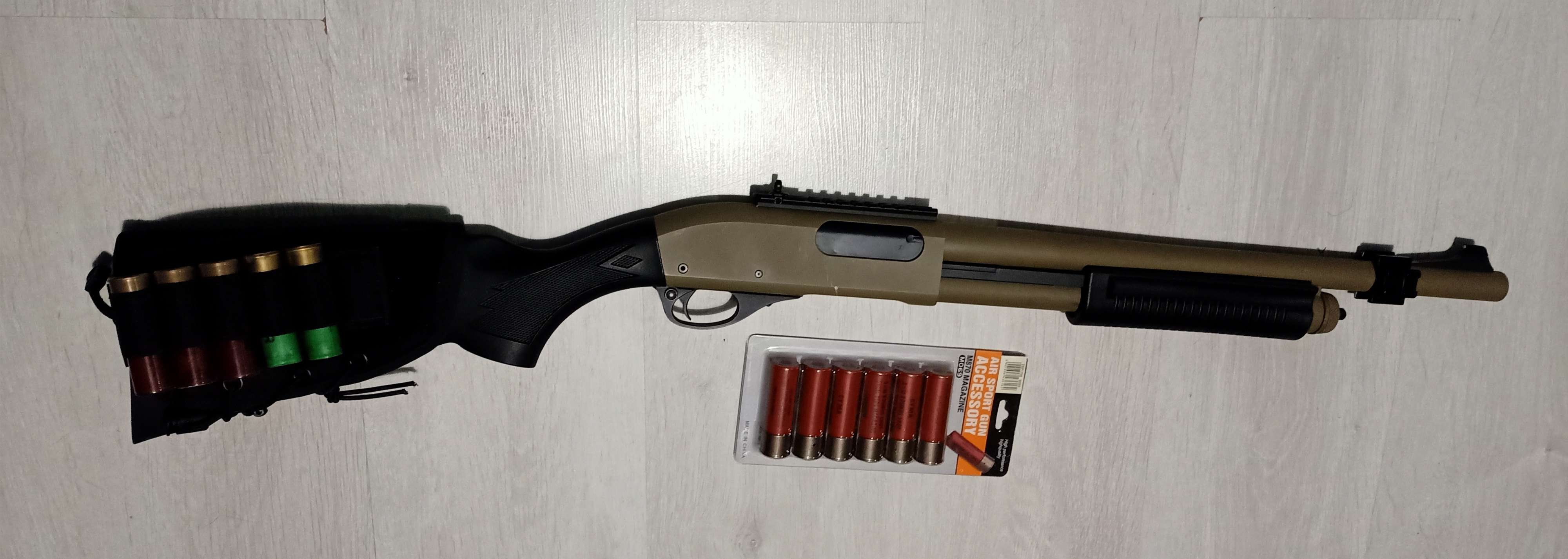 Replika strzelby Remington 870 - Half-Tan + nowe shellsy