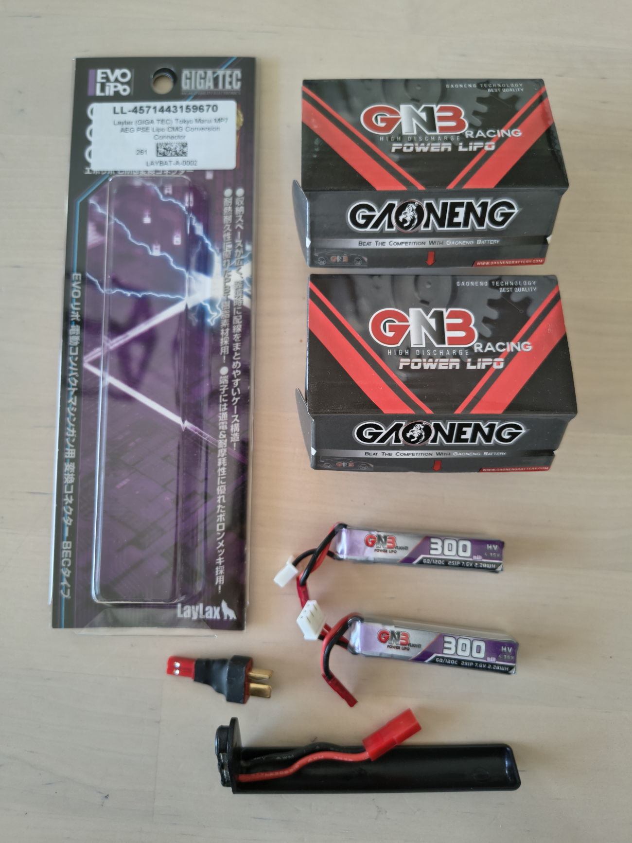 Laylax Tokyo Marui MP7 AEP Lipo CMG adapter + 2 nowe akumulatory Lipo 300mah 7,4v