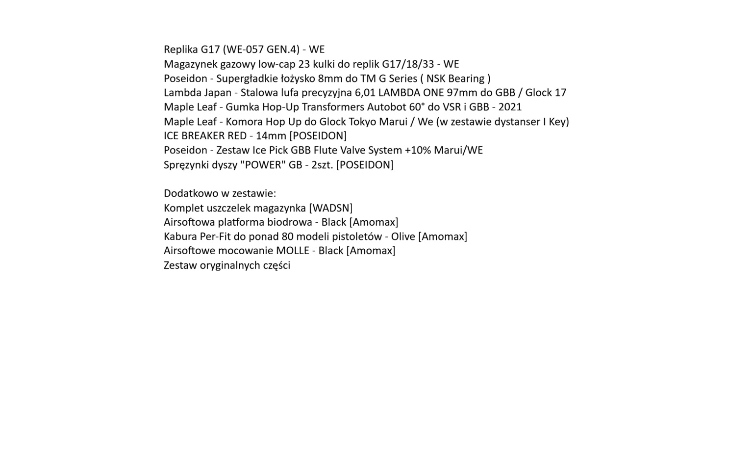 Replika G17 Gen. 4 WE zestaw