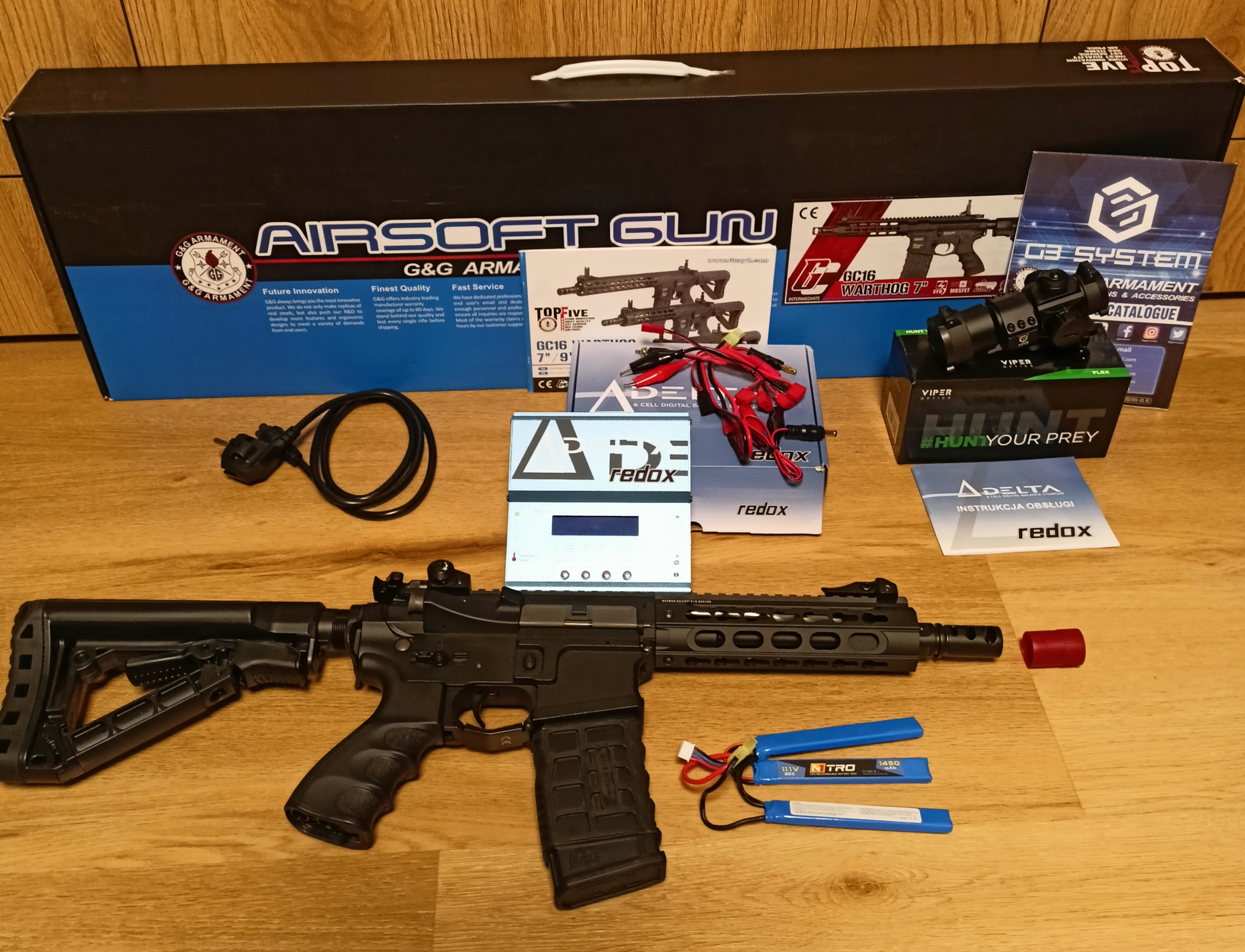 Sprzedam zestaw replika karabinka G&G Warthog 7 GC16 + bateria + kolimator + ładowarka