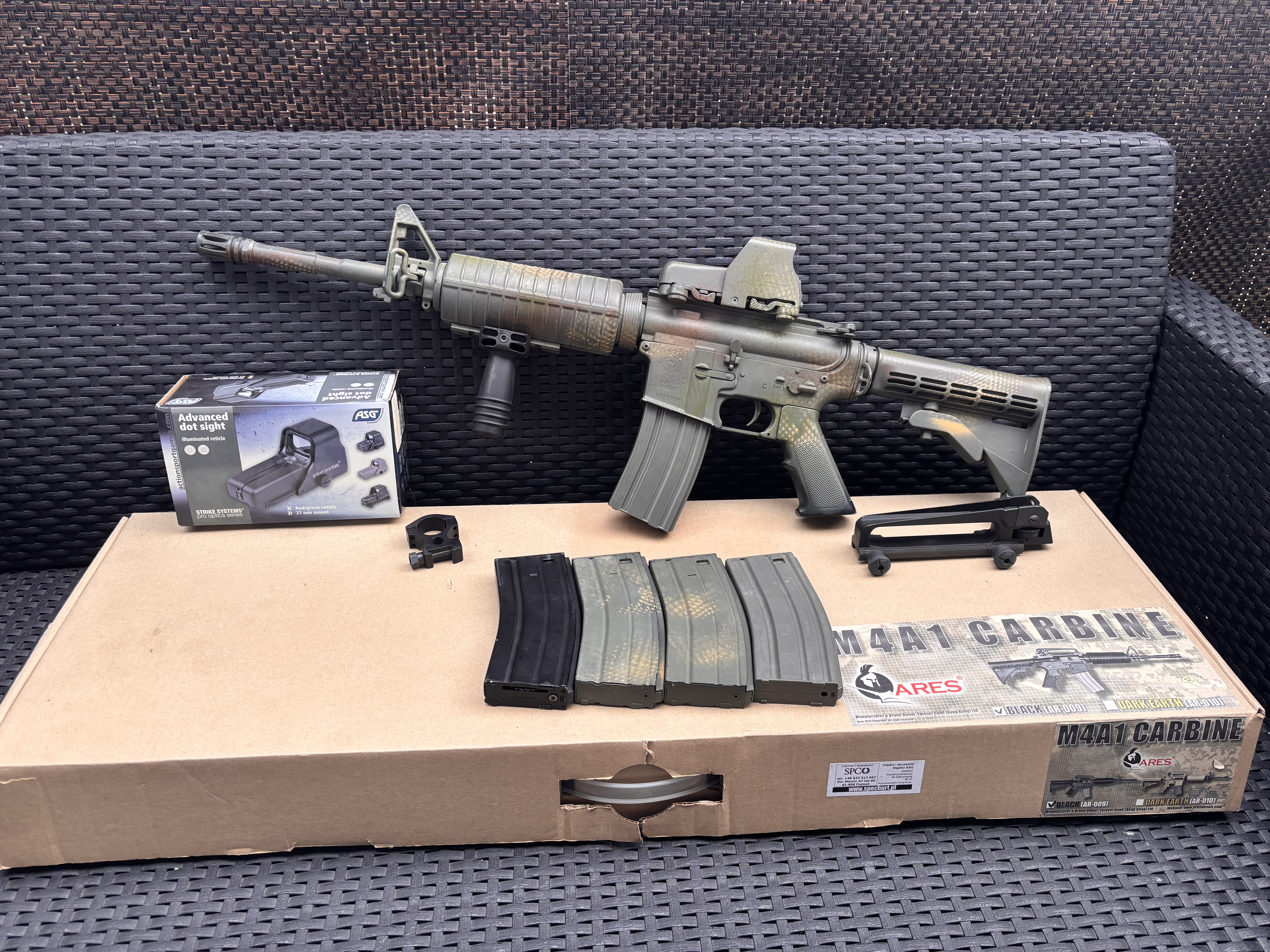 ARES M4A1 AR-009 Full Metal 5 magazynków + kolimator