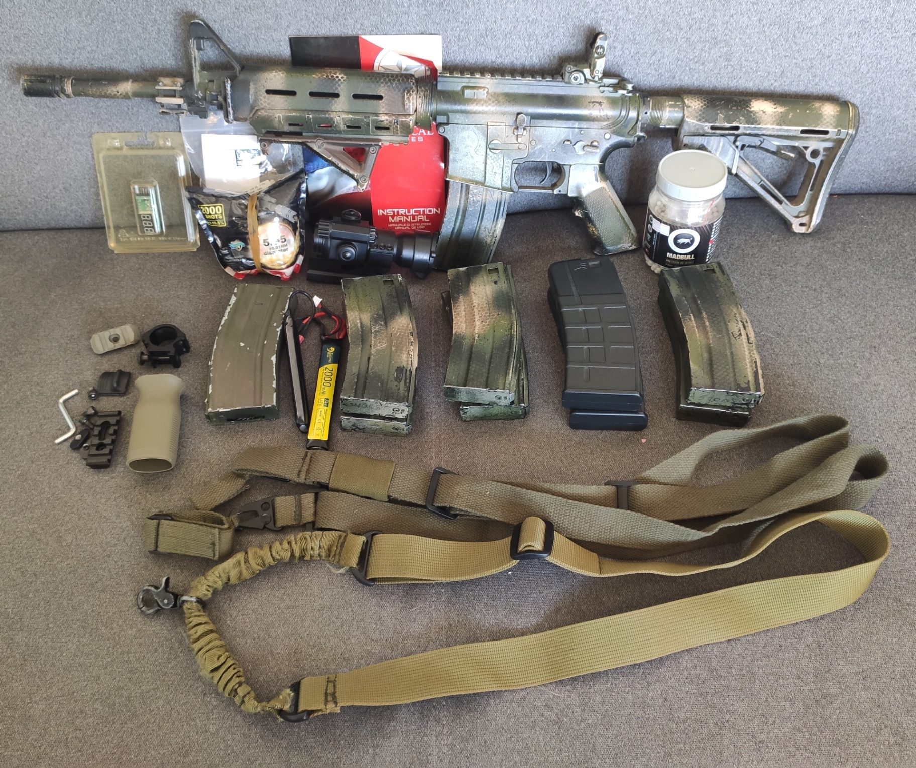 M4 MOE + akcesoria, magazynki, zawieszenia, kulki lufa PROMETHEUS 363mm