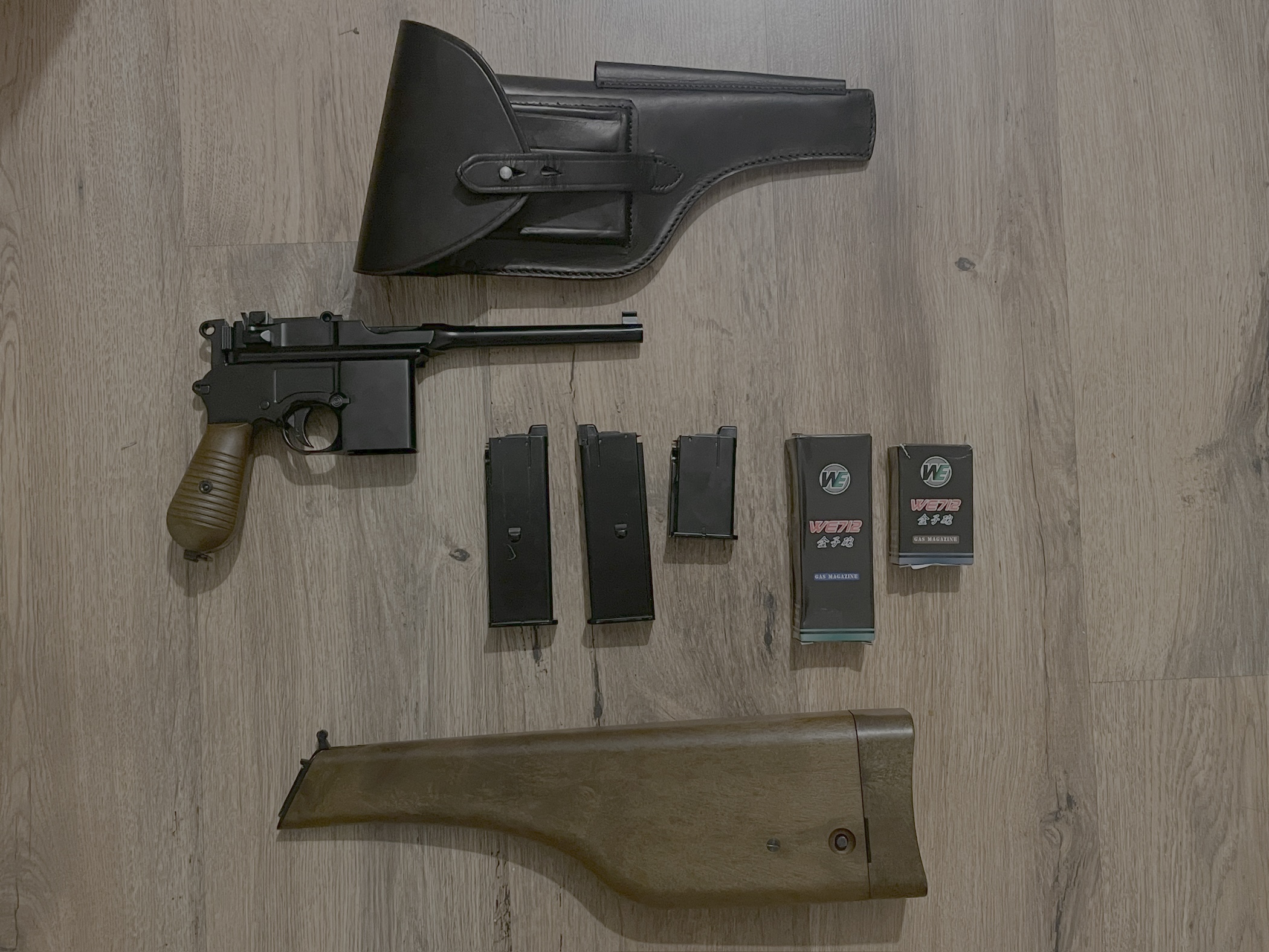 Mauser C96 M712 WE GBB + 3 magazynki + kabura + kaburo kolba Nowy