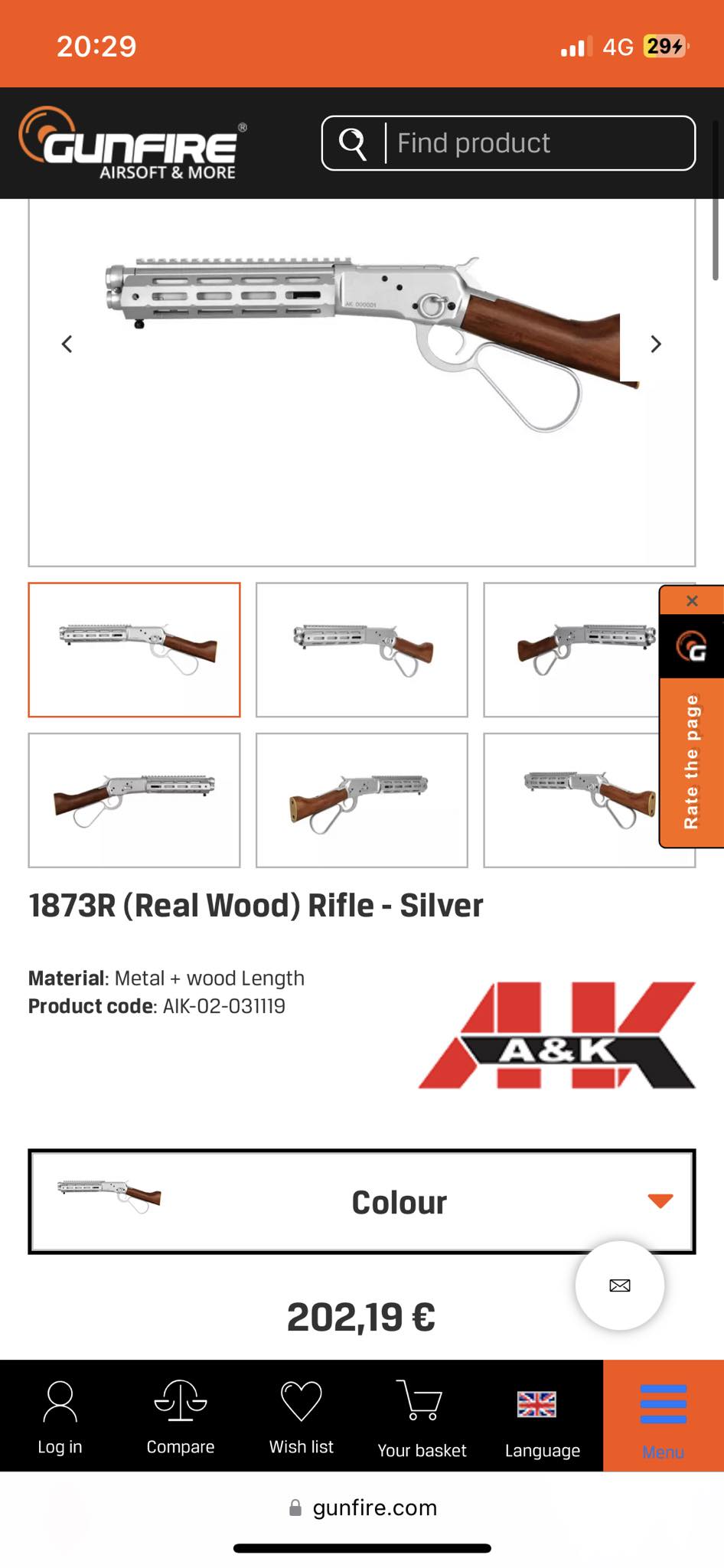 1873R (Real Wood) Rifle - Silver