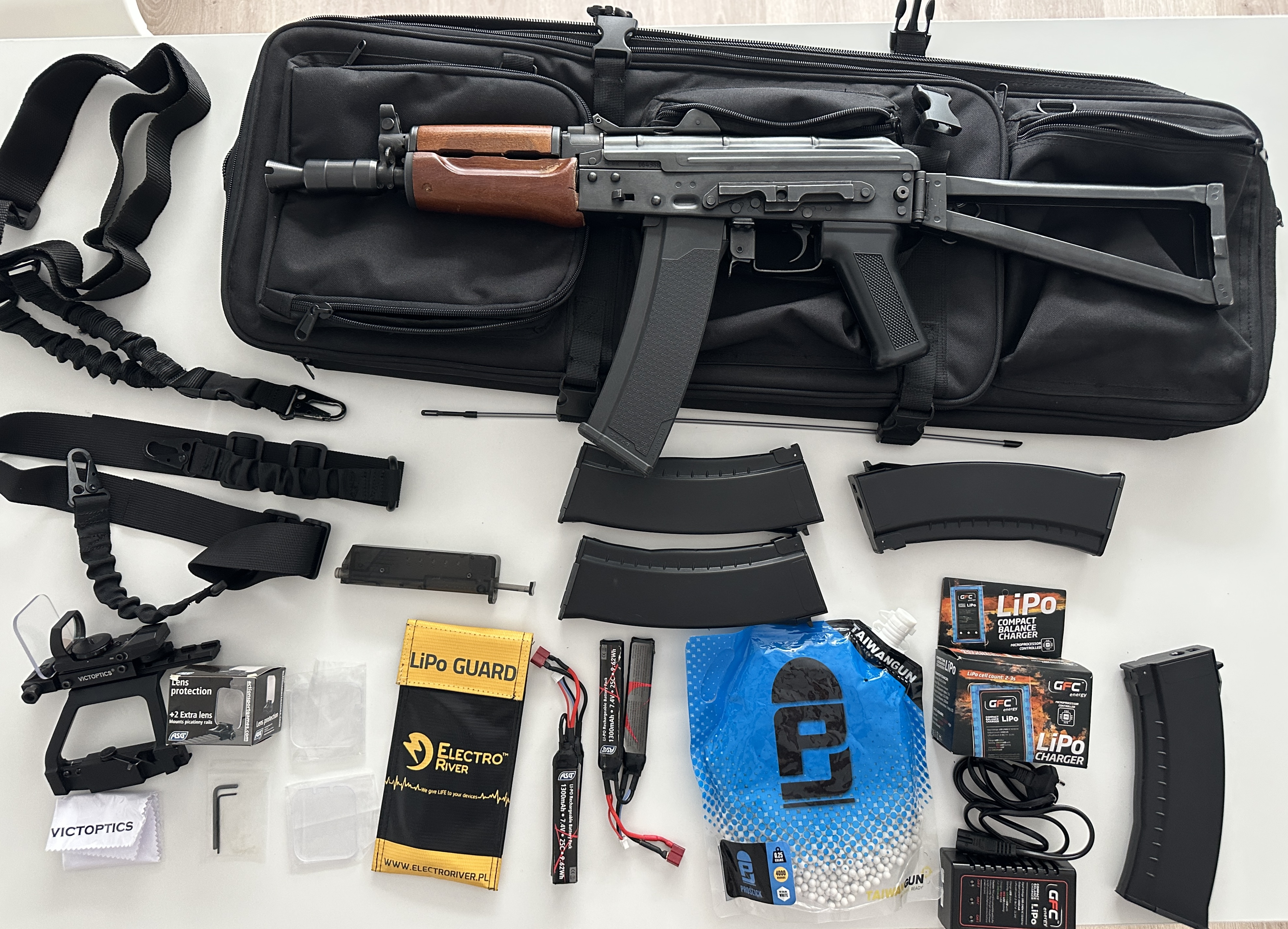 ASG AK47 / Kałasznikow – kompletny zestaw, metalowa replika + akcesoria