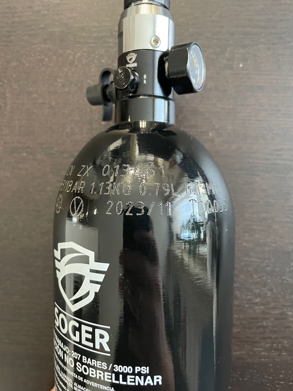 Butla HPA 0.8L 3000 Soger z legalizacją, niklowany regulator