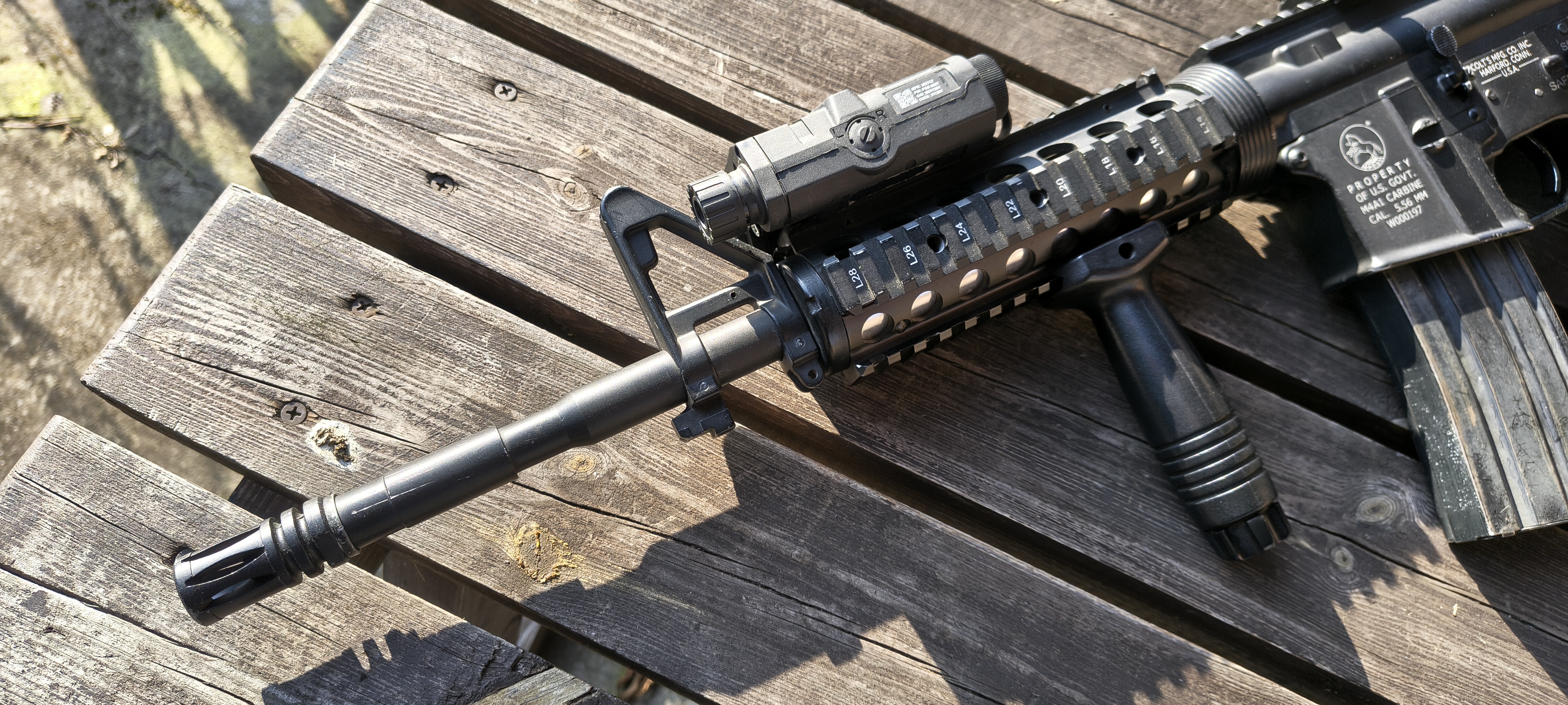 M4 P&J z oznaczeniami + luneta ACOG+ PEQ