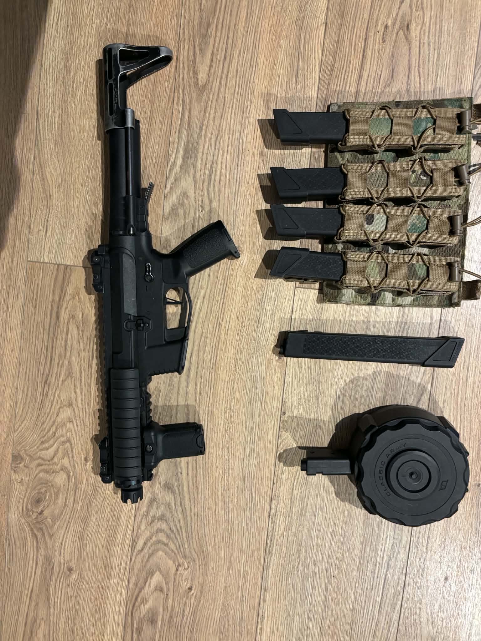 Zestaw ASG: PX9 Classic Army (magazynek bębnowy, S-Magi) + ładownica i dodatki RIS