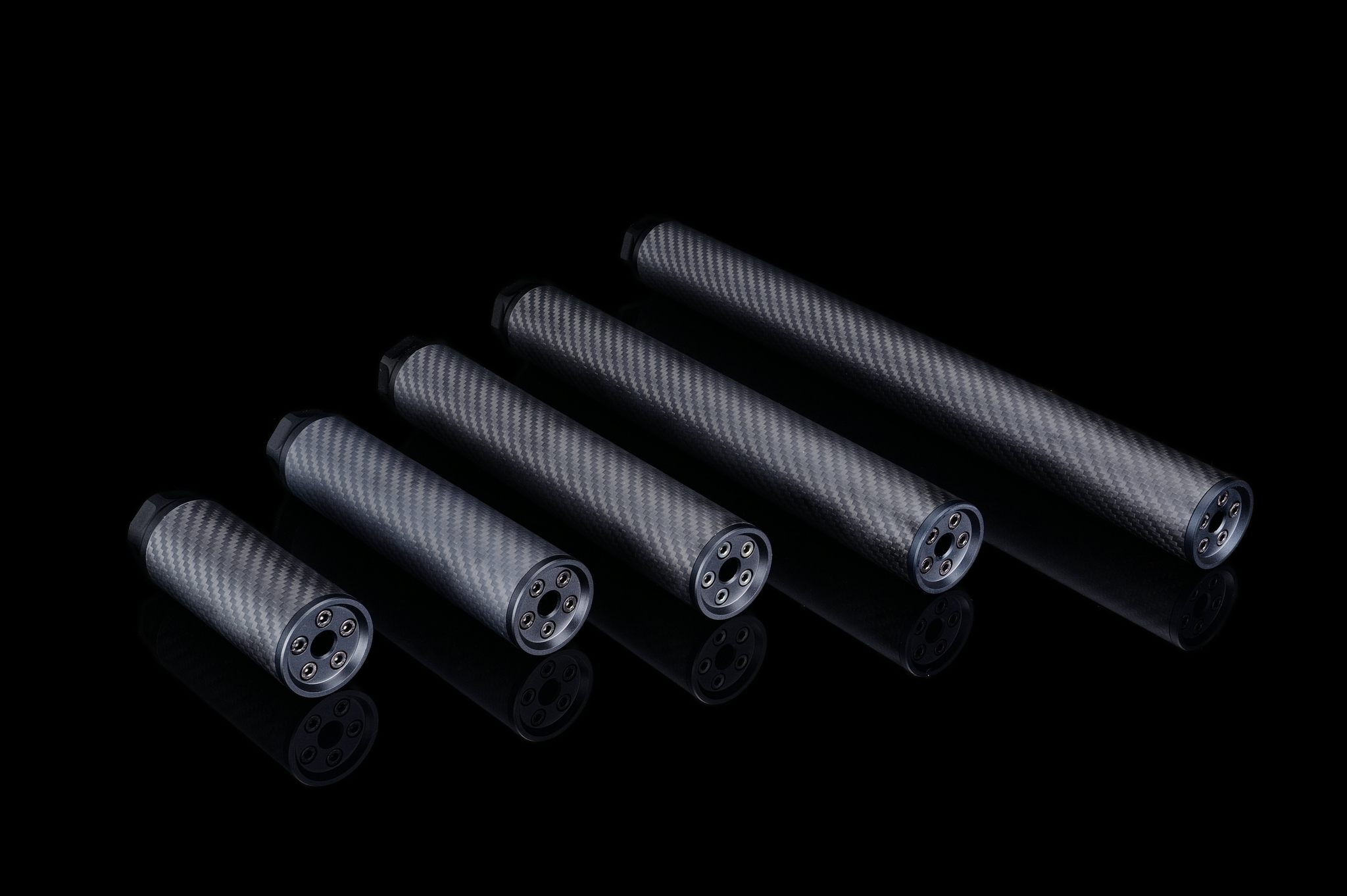 A refreshed line of carbon fiber suppressors by Silverback Airsoft