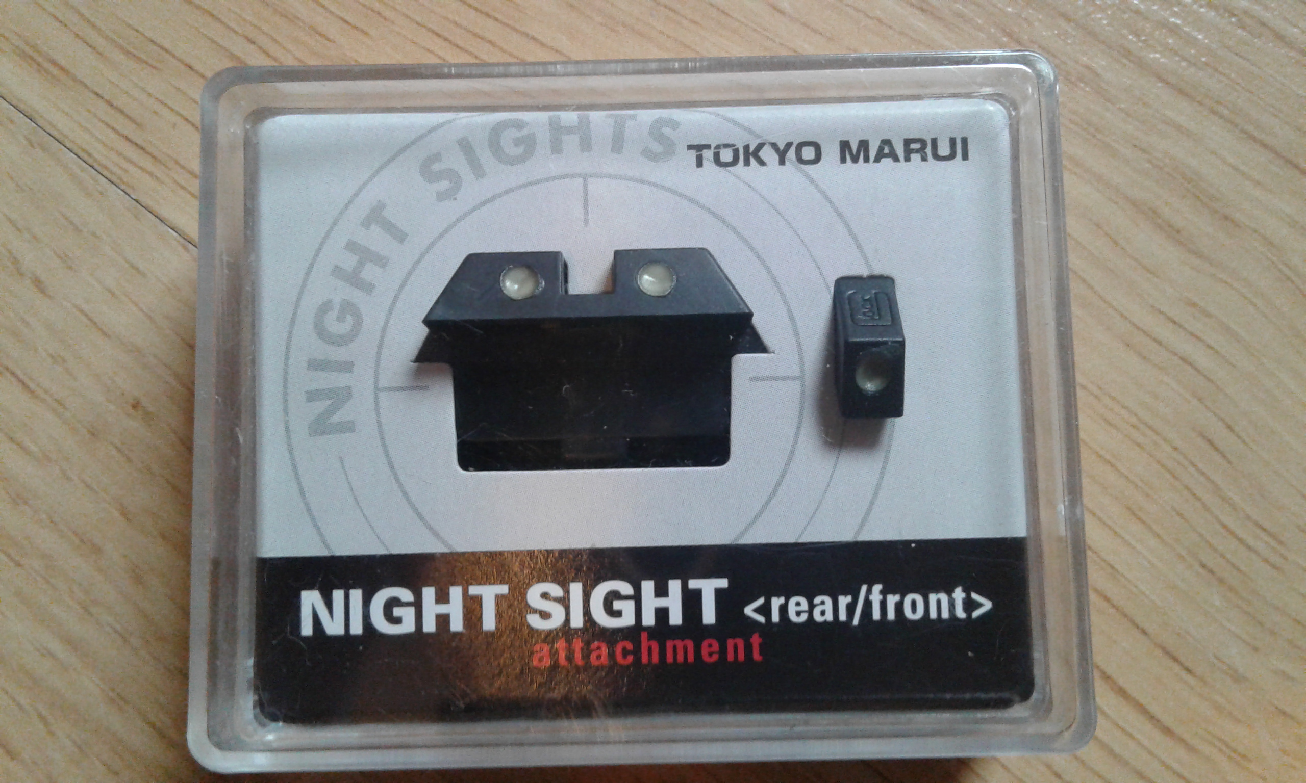 Muszka i szczerbinka do Glock, G17, G19, G26, fluorescencyjne, Tokyo Marui, NOWE