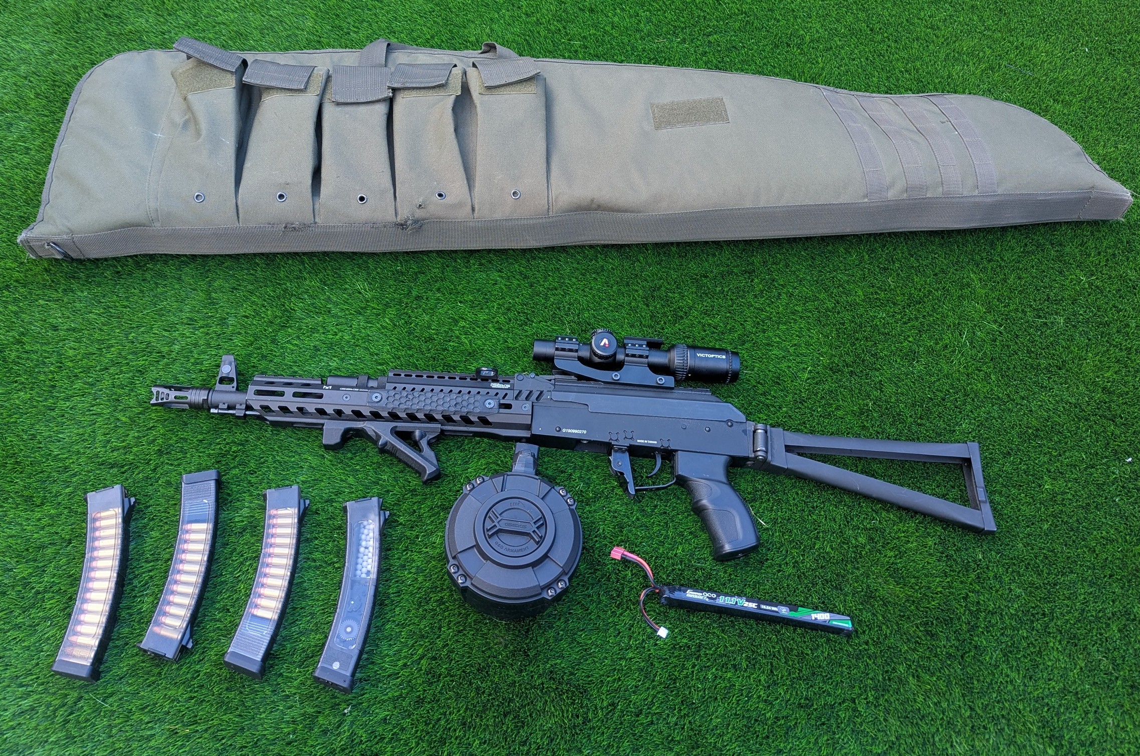 Karabin szturmowy G&G PRK9L wariacja AK47 zestaw z magiem drumm