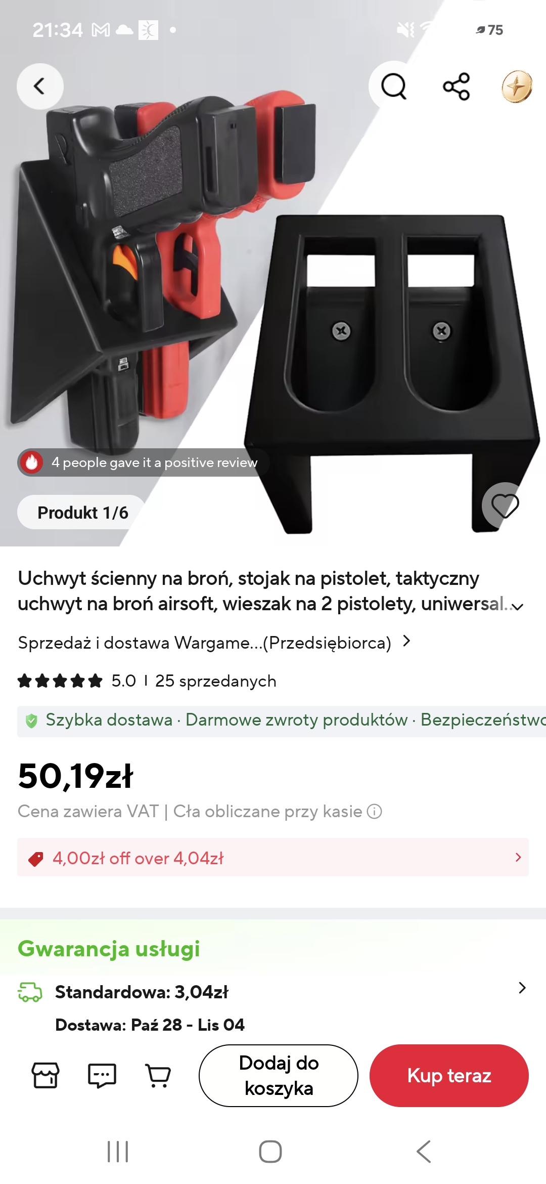 Wieszak na pistolety