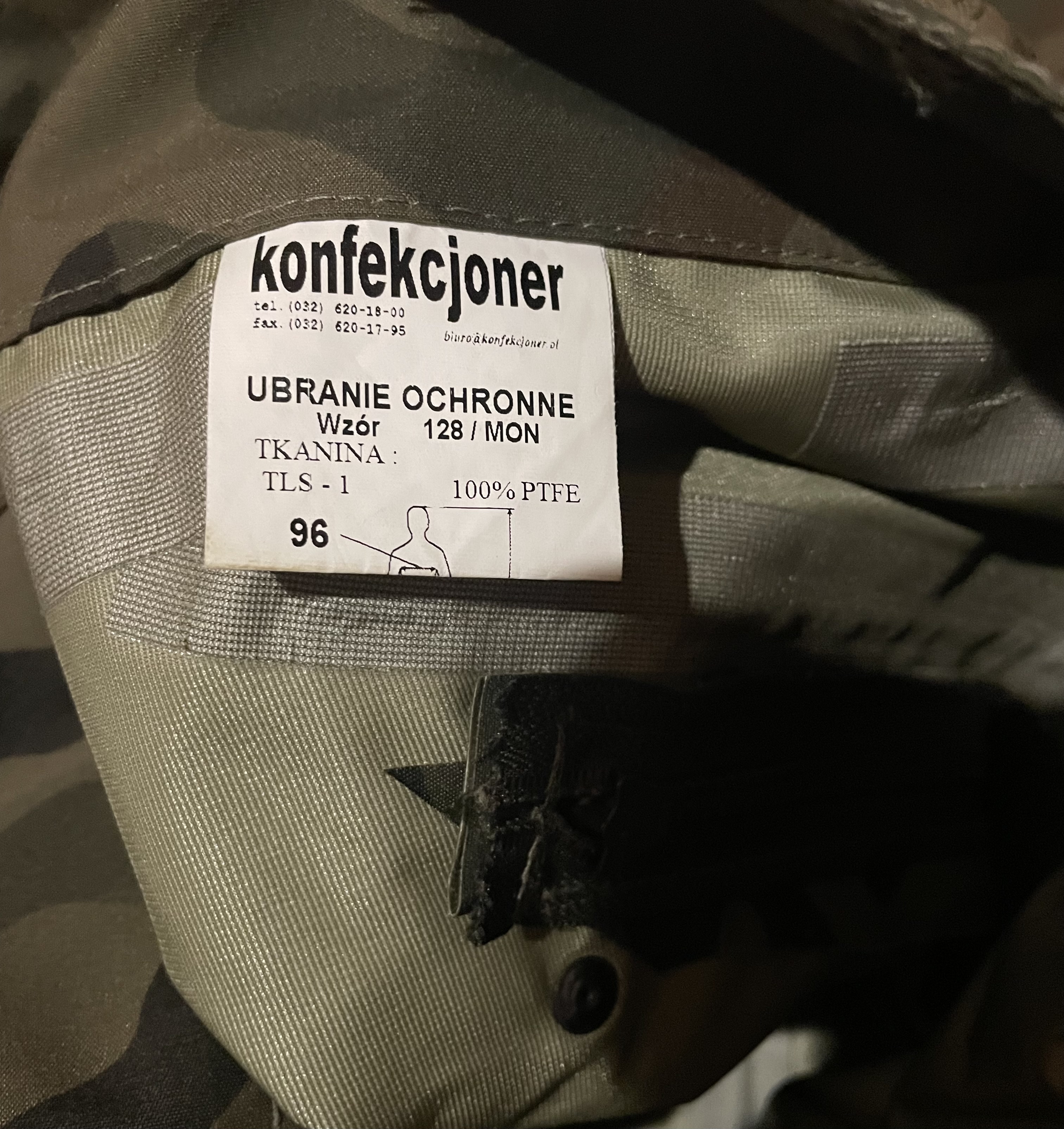 Ubranie ochronne 128/mon 96/172/90 wz.93