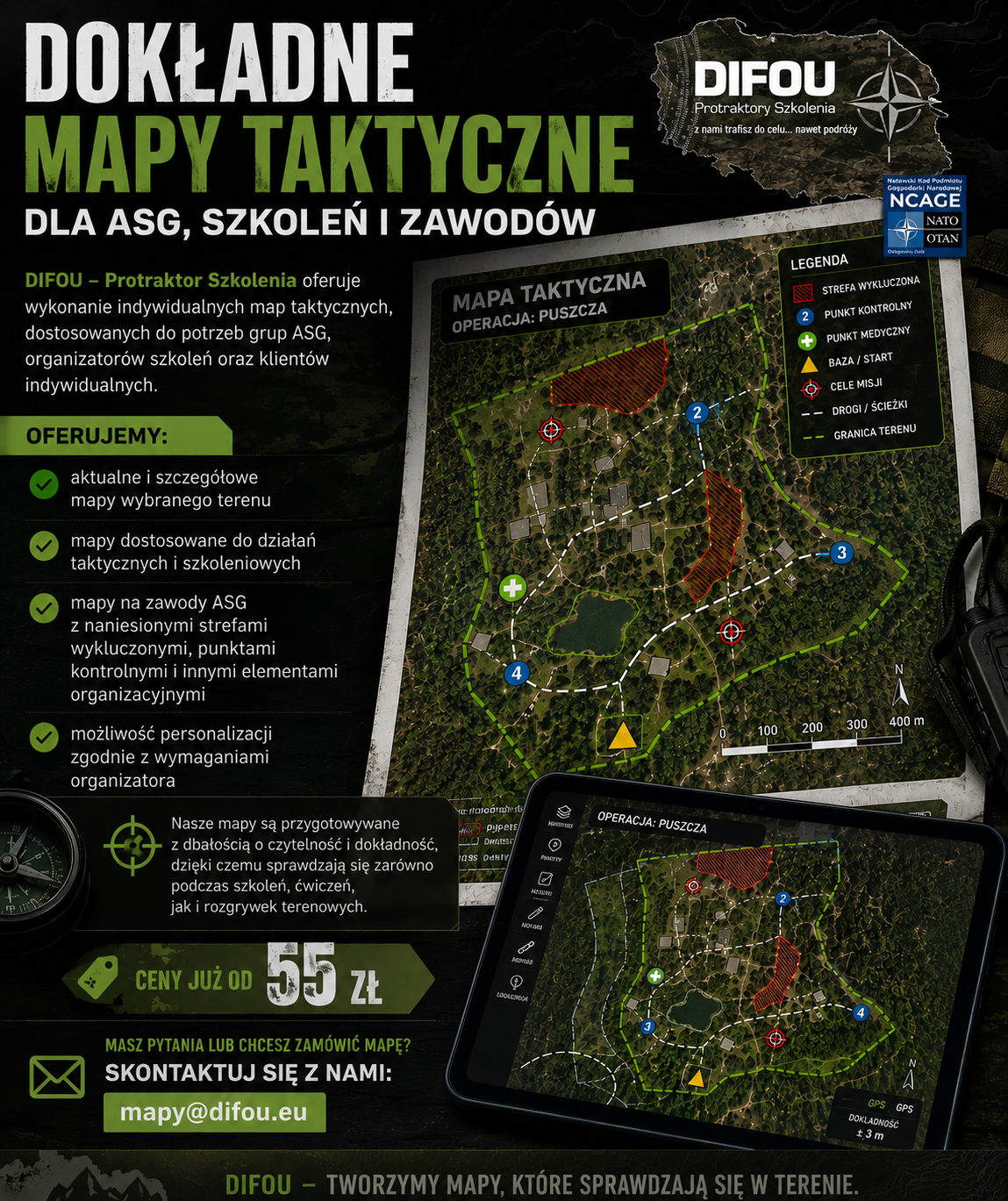 Mapa w skali 1:10.000 i 1:25.000 UTM(mgrs) w standardzie NATO