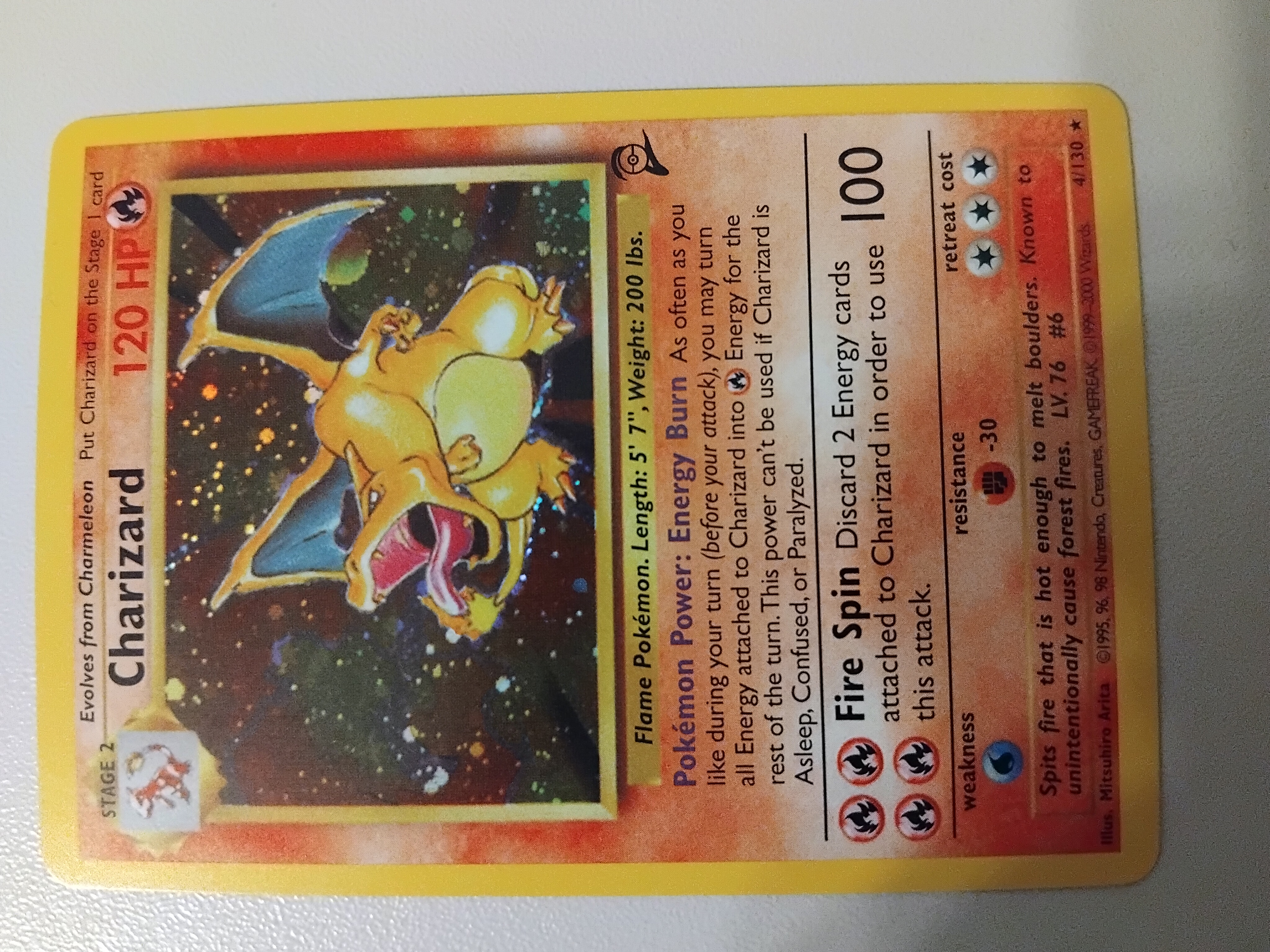 Karta pokemon Charizard 1999-2000